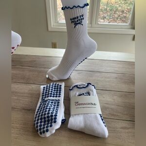 Gone to Pilates Blue Ruffle Grip Socks